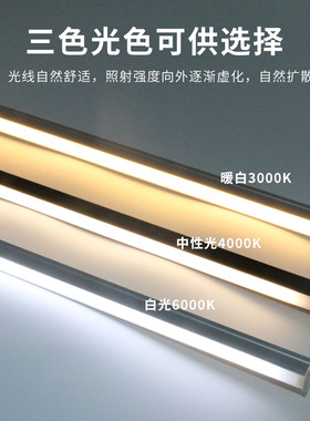led橱柜灯柜底灯开槽带边隐形嵌入式衣柜鞋柜吊柜无频闪层板灯条