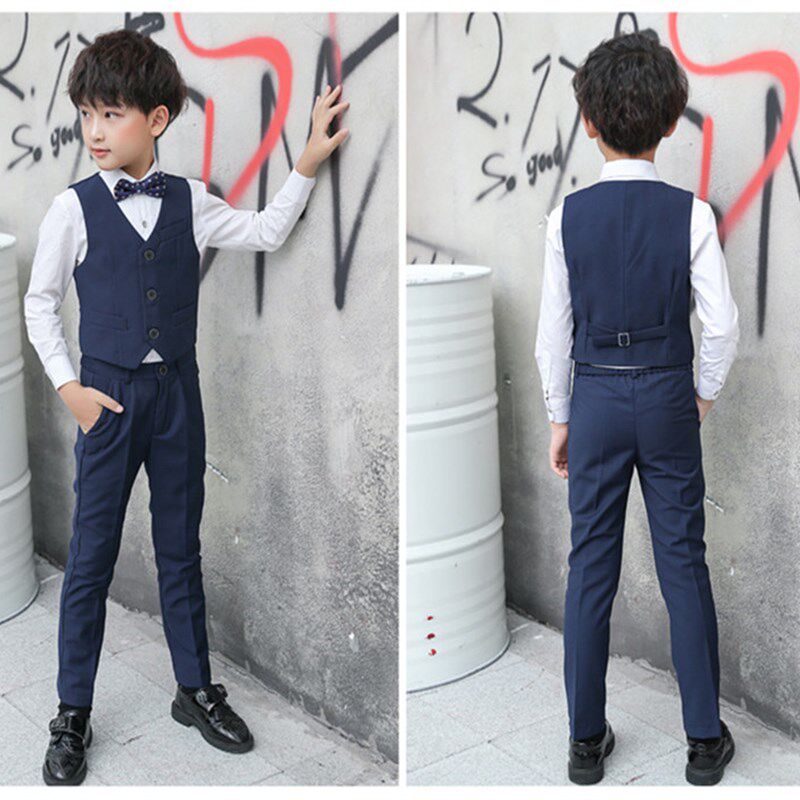 2021男童节目主持人礼服花童男孩马夹衬衫西裤套装大童钢琴演出服