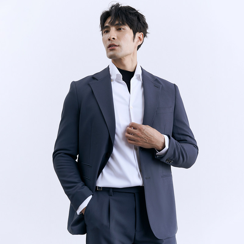 英伦那不勒斯西装免熨烫白色套装男士婚礼商务上班百搭意式卡其西