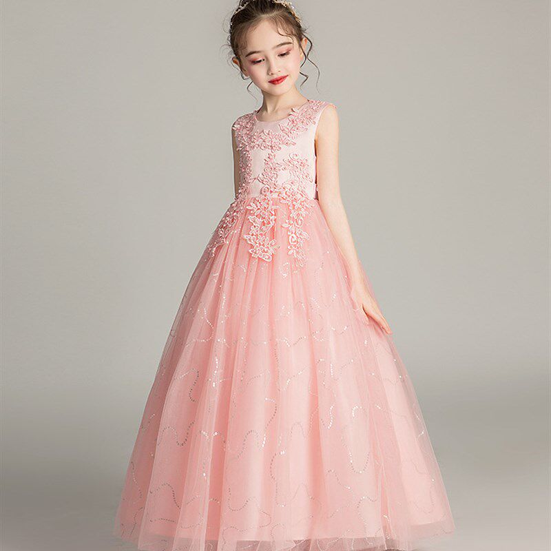 女童公主裙儿童花童9生日婚纱礼服170钢琴演出服蓬蓬纱连衣裙12岁