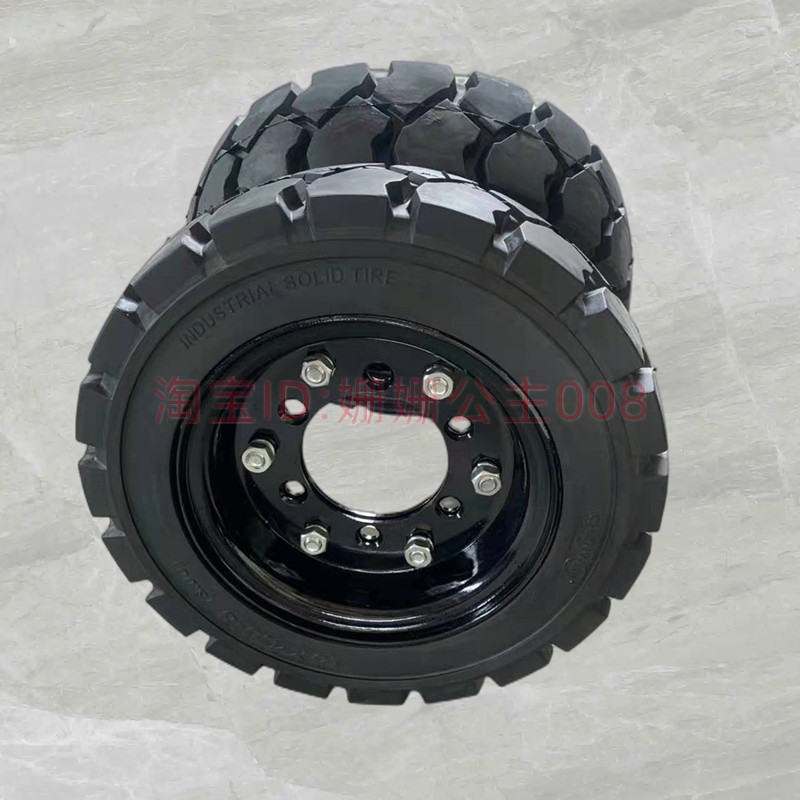 工业实心胎400-6全实心橡胶轮6寸8寸15x4.5-8车轮2片对夹钢圈耐磨