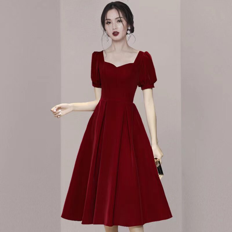 2021新款晚礼服新娘敬酒服伴娘女宴会气质红裙子结婚平时可穿