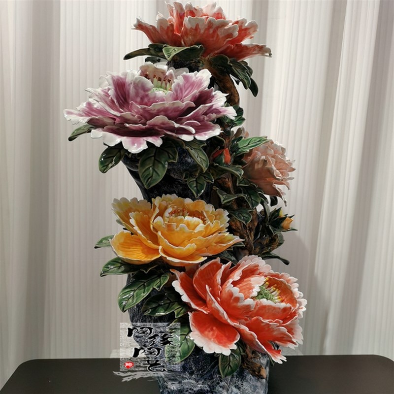 陶瓷工艺品 石湾公仔 牡丹 花开富贵