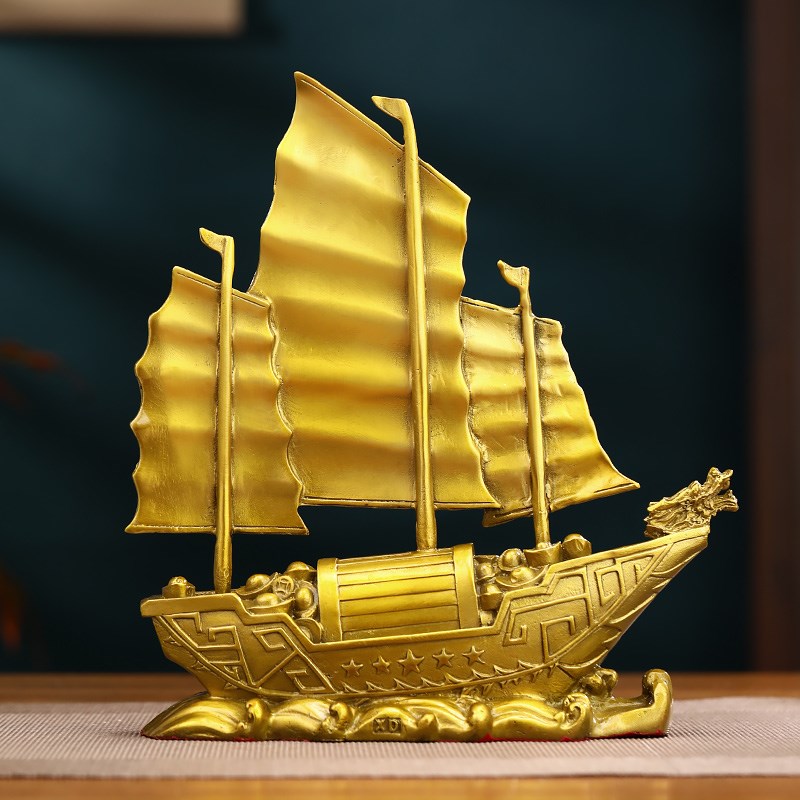 一帆风顺帆船摆件招财铜工艺客厅酒柜老板办公室装饰公司开业礼物