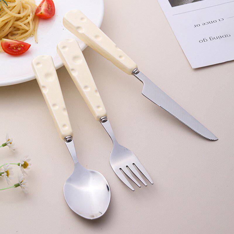Epeiushome奶酪西餐餐具套装餐叉餐刀甜品304不锈钢勺子叉子北欧