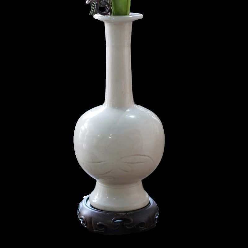 长颈瓶陶瓷仿宋瓶仿古文人插花水培花器古典中式插花器皿茶空间