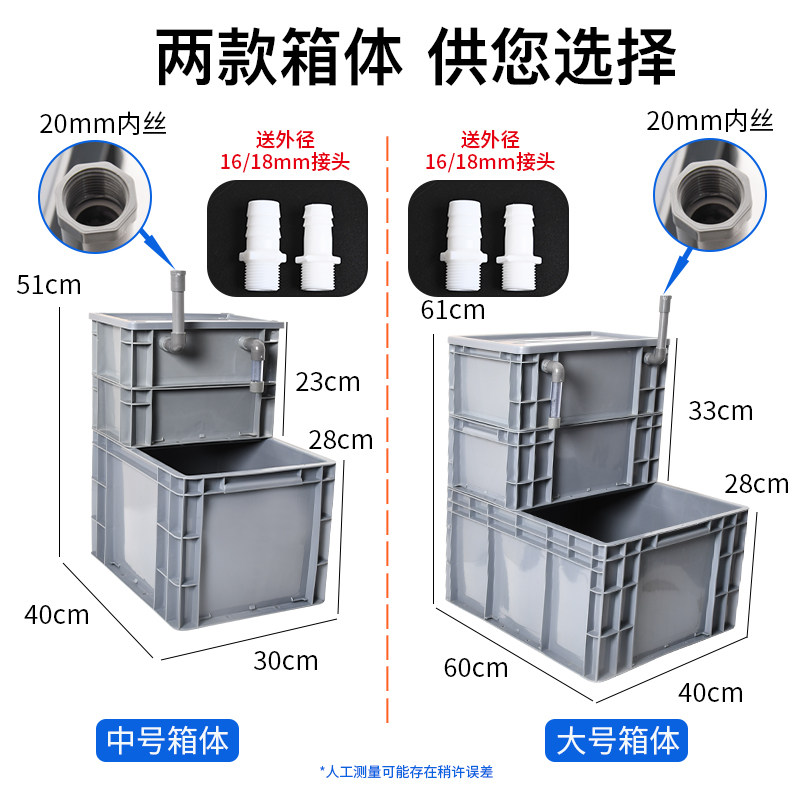 鱼缸改底滤滴流过滤盒干湿分离免打孔虹吸水管增氧净水底滤槽