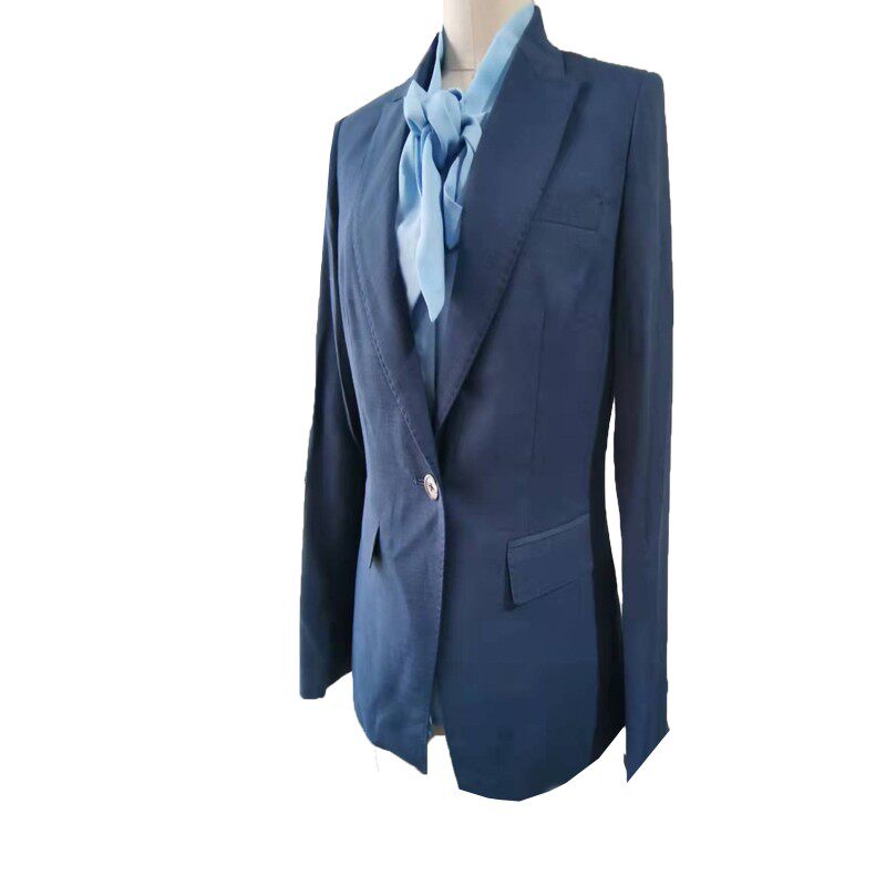 新款领创宝马4S店女士西服蓝色修身女西装工作服套装西裤西裙定制