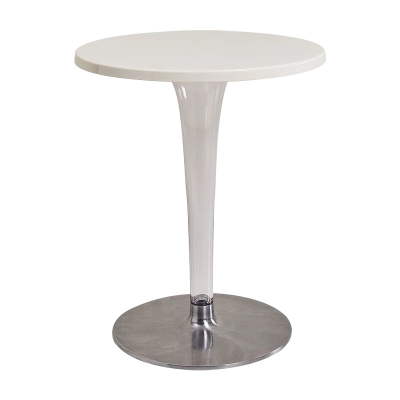 北欧简约透明桌子家用餐桌阳台可移动咖啡厅奶茶店洽谈接待小圆桌