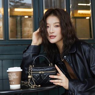 欧尚典新款时尚菱格纹小香风链条手提包休闲精致百搭单肩斜挎包包