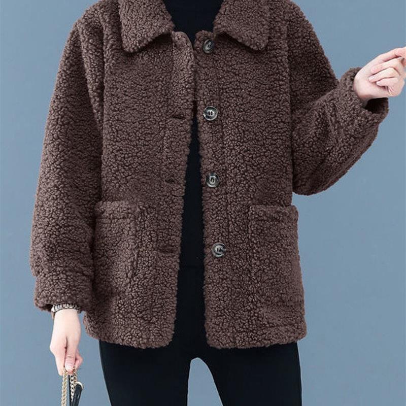 正品高货秋秋季羊羔绒女士短外套女新款颗粒绒羊羔毛皮毛一体大码
