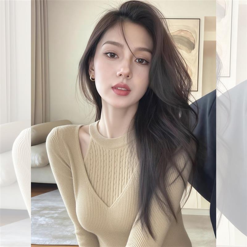 正品高货燕麦色假两件挂脖