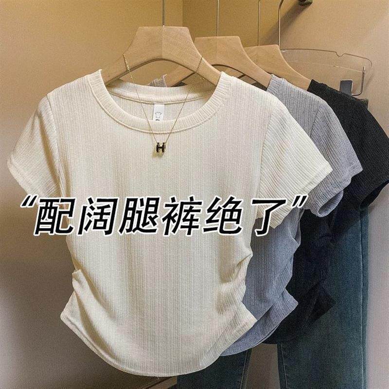 高货小众夏季胖mm上衣大码女装夏季新款设计感不规则短袖T恤胖mm