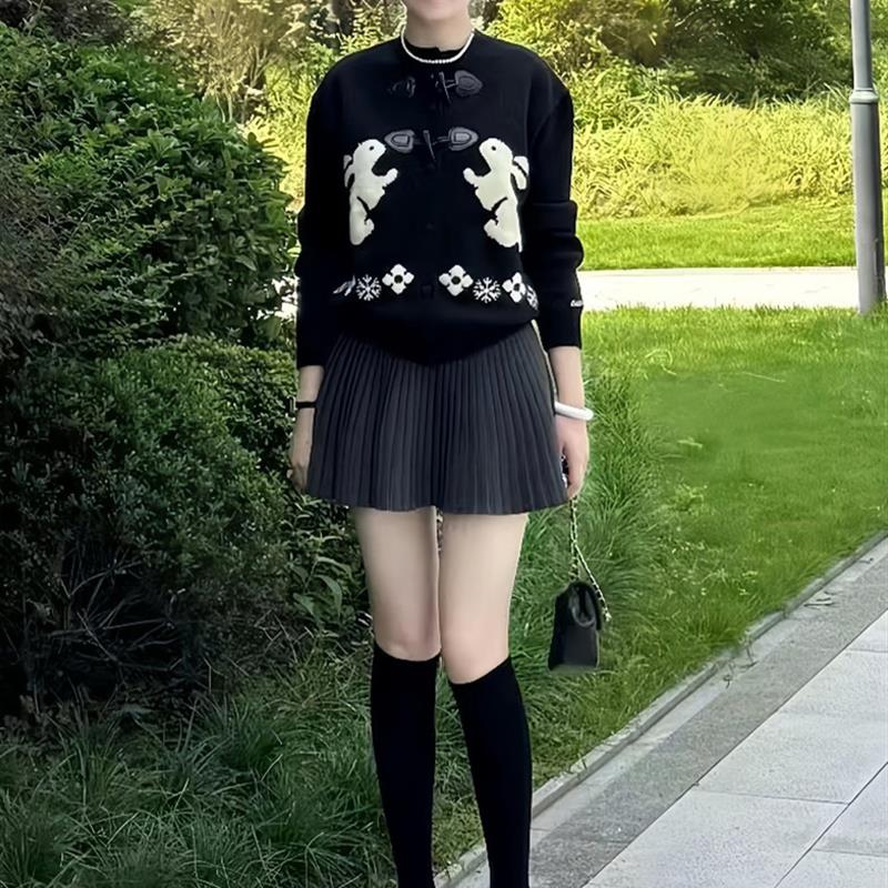 正品高货秋装2025穿搭一整套时尚富家千金御姐盐系轻熟风毛衣套装