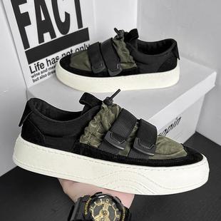 正品高货帆布男鞋夏季透气鞋子一脚蹬运动男士平板鞋厚底男款百搭