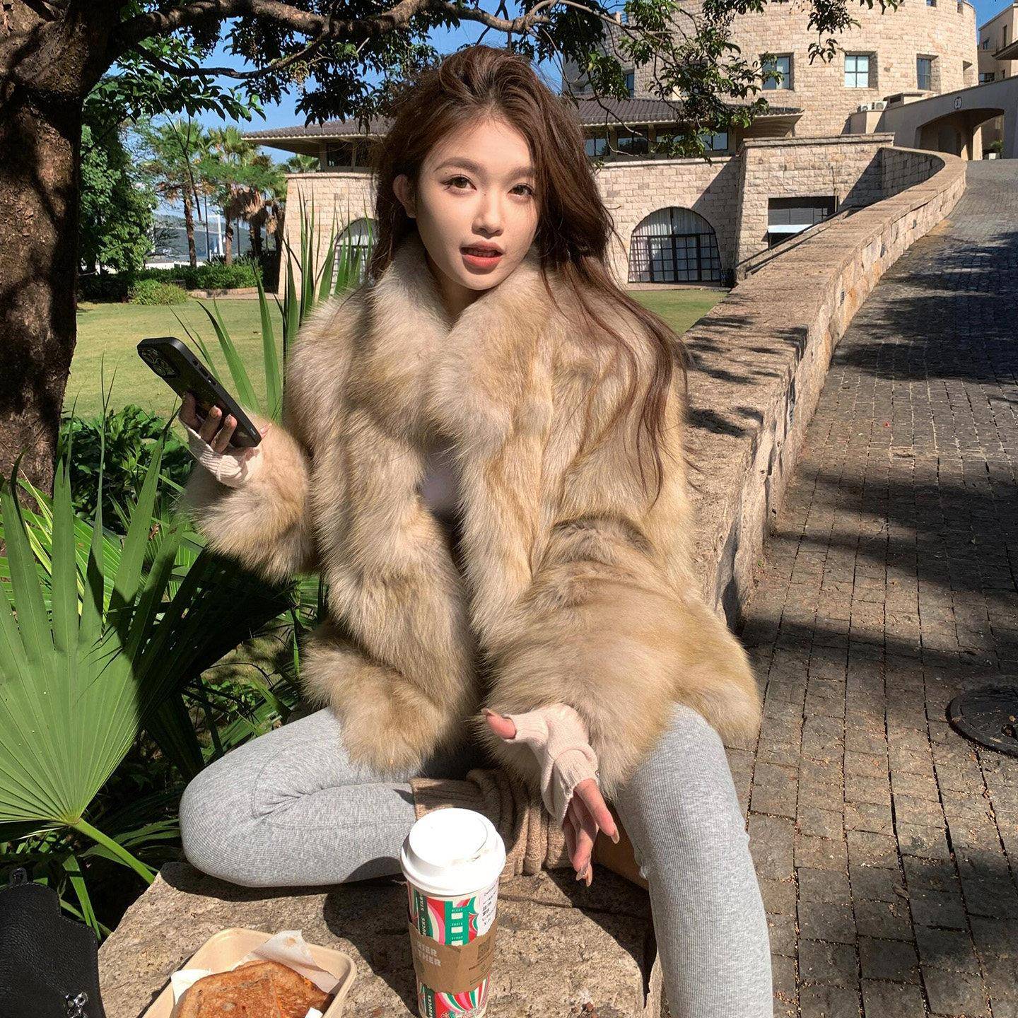 速发高货2025冬季新款染狐狸毛皮女草晕外套级感皮毛一体时尚洋气