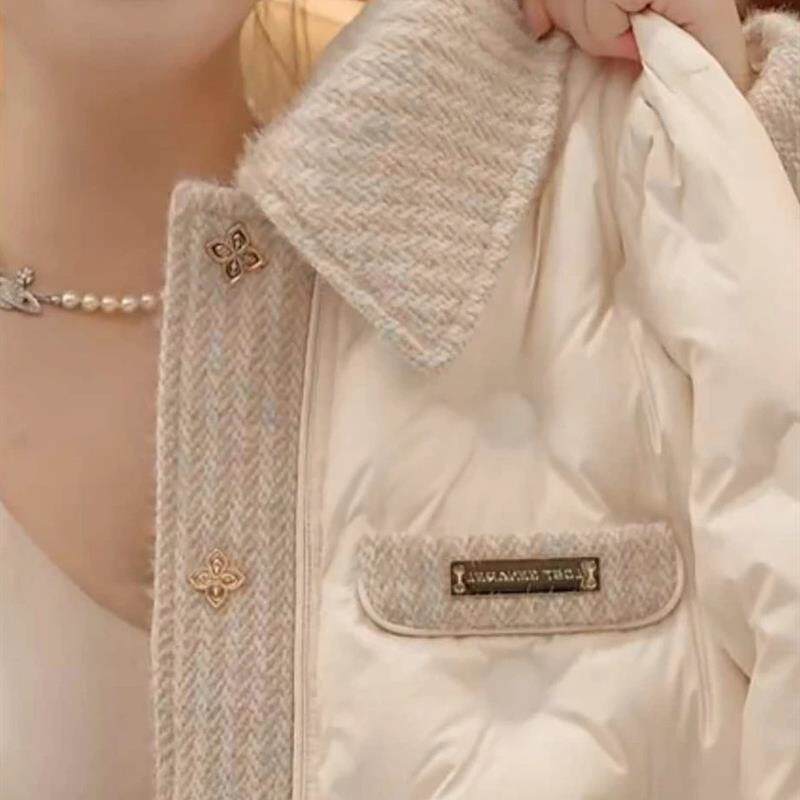 正品高货小香风轻薄羽绒棉服女短款2025新款冬季翻领时尚洋气薄款