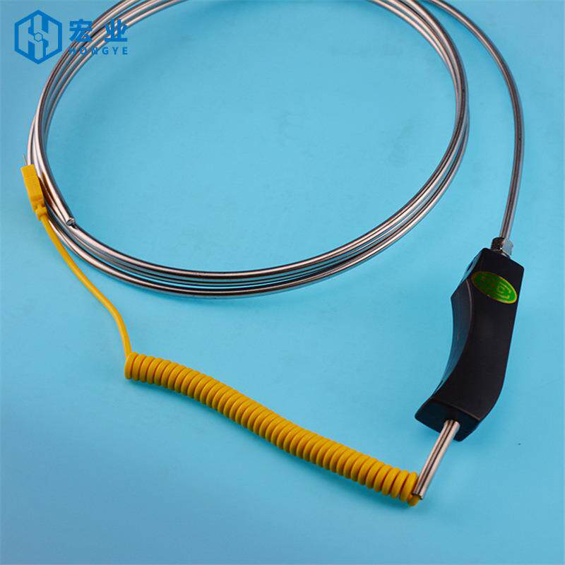 供应手持式铠装热电偶WRNK-187/104M大手柄热电偶 铝水高温炉专用