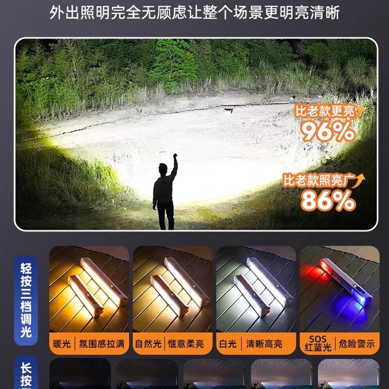 货车车厢专用充电模式,吸r顶式强磁移动便携式无线Led照明,电池寿