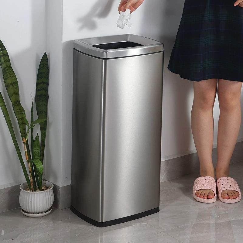20L30L酒店卫生洗手间不锈钢垃圾桶方形加高大堂大号容量商用无盖