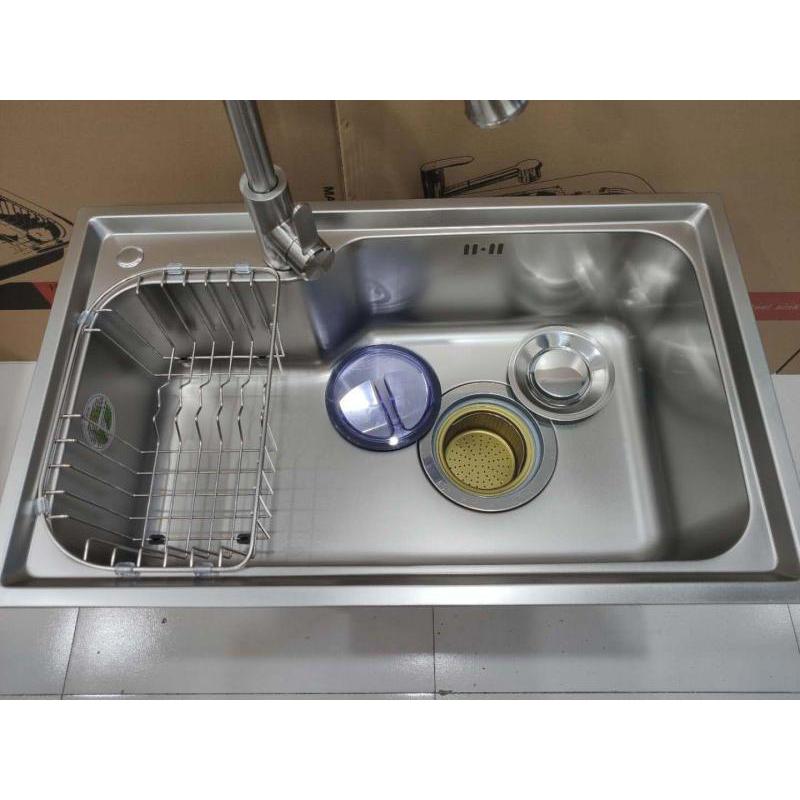 韩国韩特纳米水槽大单槽不锈钢洗菜洗碗盆台上台下盆750×450