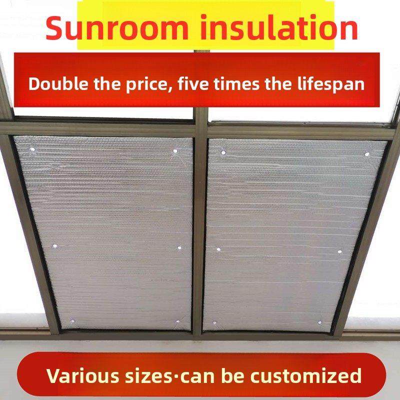 家用阳光房遮阳顶帘隔热膜玻璃屋顶防晒挡光板遮阳布材料阳台窗帘