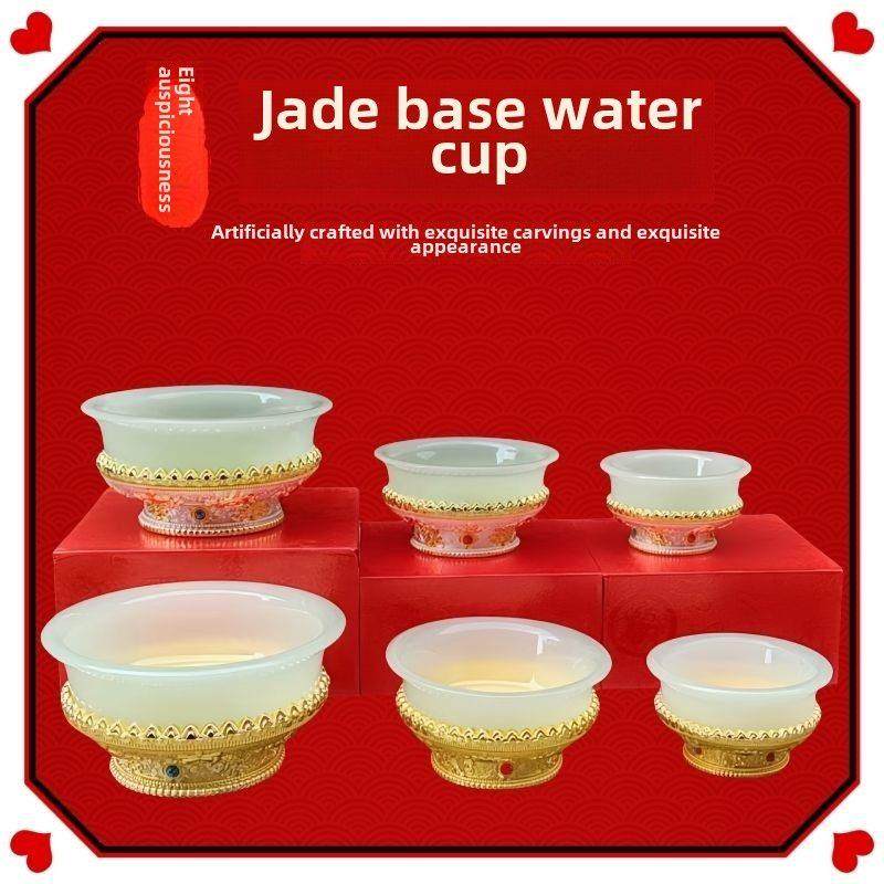彷玉供水杯合金八吉祥七供水杯家居客厅八圣水杯净水杯桌面摆件