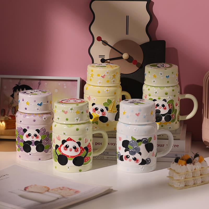 景德镇陶瓷卡通熊猫立体手绘釉下彩冷水壶茶壶泡茶家用单壶茶具