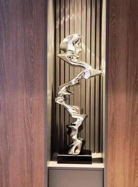 样板间入户抽象玄关装饰摆件客厅电视柜旁边现代轻奢酒店艺术雕塑