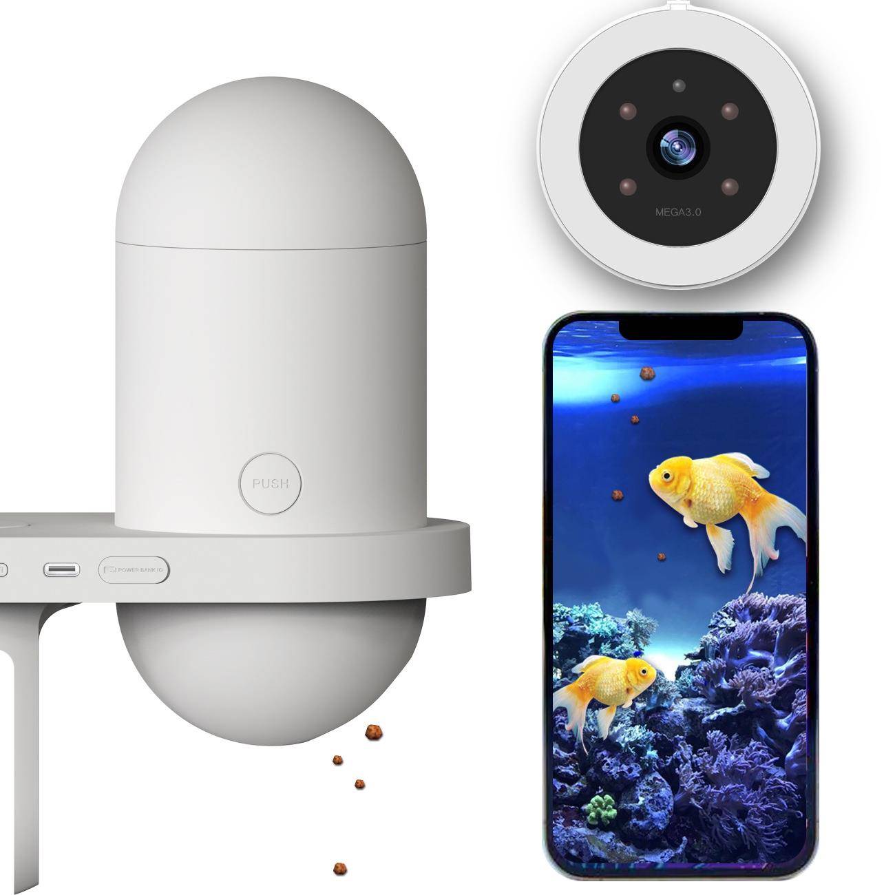 智能喂鱼器老渔匠鱼缸喂食器定时投食器观赏鱼鸟乌龟粮水族箱自动