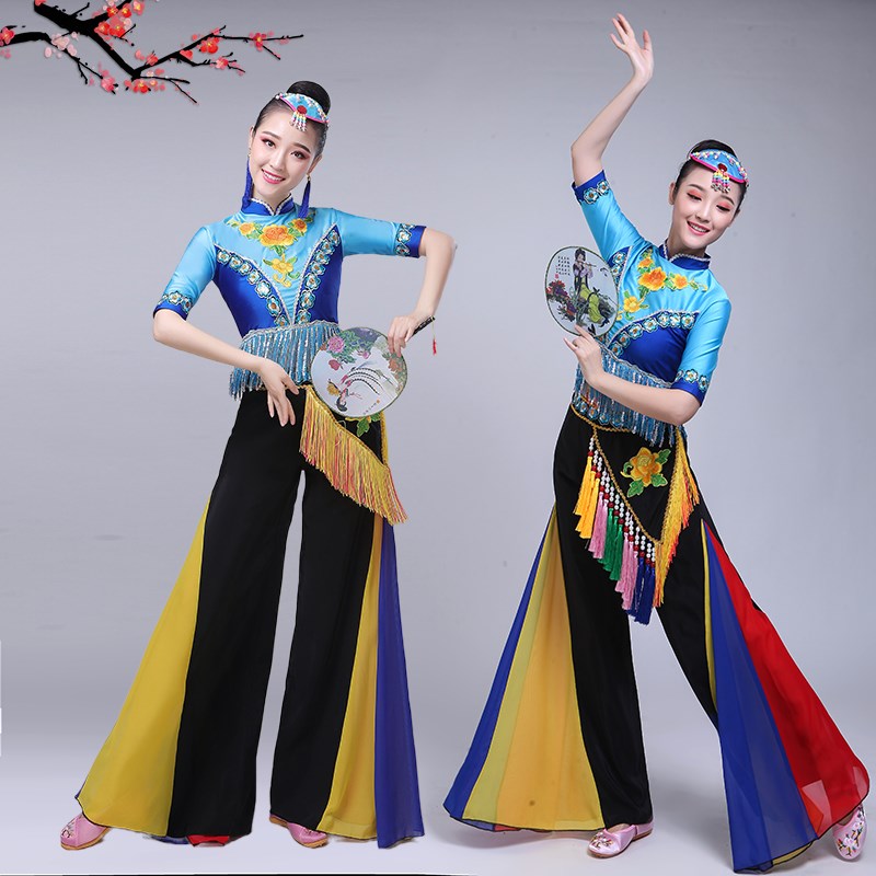 爱我中华民族舞蹈服演出服秧歌服广场舞服装比赛表演服高档可定制