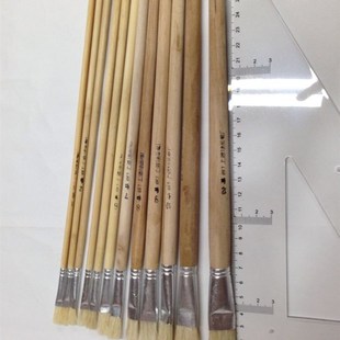 白杆猪鬃油画笔水粉水彩笔丙烯画笔工业毛笔12号补油描线油漆刷子