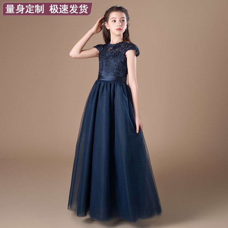 2024女中大童钢琴主持人演出服儿童少女小提琴演奏模特走秀晚礼服