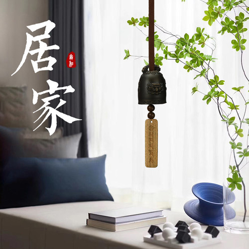 纯铜铃铛古朴铜铃西藏布农铃复古手工编织家居挂饰创意户外风铃