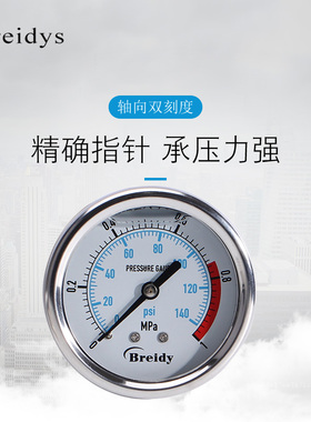 YN60Z压力表轴向耐震0-1.6mpa水压表气压表液压表高压表真空表0-6
