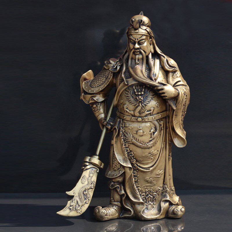 武财神关羽像招财办公室摆件纯铜关公镇宅供奉大号神像铜佛像关帝