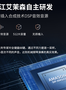 珠江艾茉森电钢琴88键重锤电钢电子钢琴家用初学者学生专用V05S