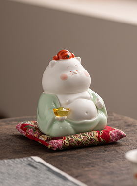 创意招财猫小摆件可爱陶瓷工艺品家居客厅酒柜软装饰品治愈系礼物