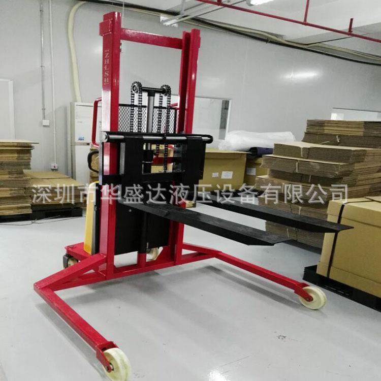 宽支腿电动堆高车窄腿半电动升高车堆垛车装卸电动堆高叉车