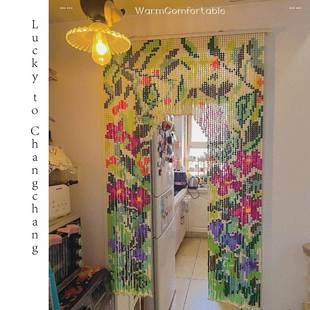 花朵ins风串珠门帘植物花卉珠帘隔断挂帘玄关卧室阳台装饰珠帘