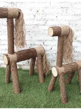 创意木头马仔实木手工小木马造型造景装饰道具田园风格森林系列