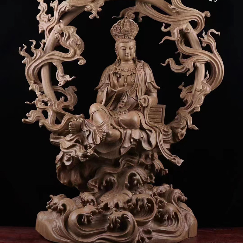 木雕定制定做人物动物花鸟神像来料加工手工木头雕刻浮雕作品礼品