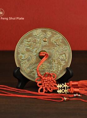纯铜龙凤铜镜小口袋镜婚礼专用新娘嫁妆保护镜圆镜中式客厅桌面装