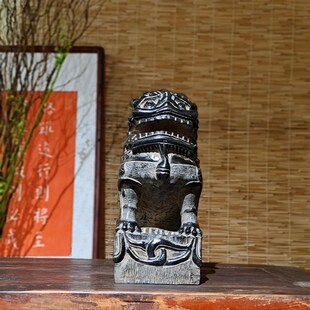 精选青石狮子关中道陕西中堂狮镇宅中式摆件茶室案头狮瑞兽民俗家