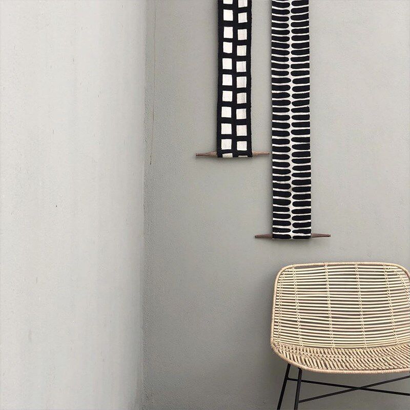 非洲进口马里手工泥染布条图腾装饰挂布客厅几何墙饰装饰画复古风