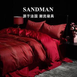 SANDMAN远古之都100支结婚床上四件套婚嫁床单婚庆红色被套婚房