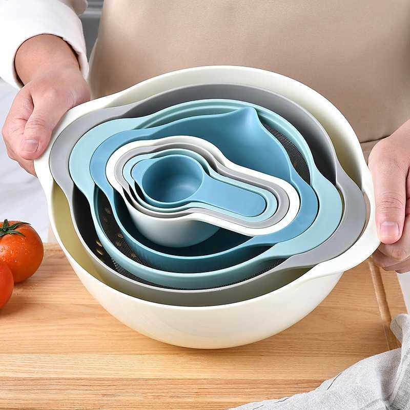 多功能塑料沥水篮厨房洗菜盆水果篮彩虹盘量杯量勺8件套厨房工具,餐饮具,洗菜盆/沥水篮/漏水筛,淘宝优惠券,粉丝福利购,淘宝优惠卷