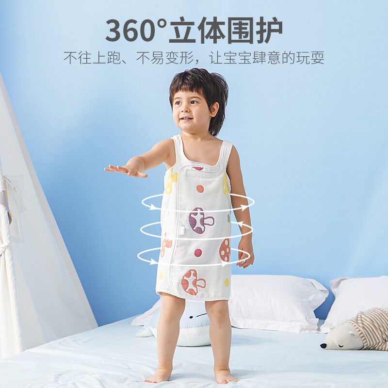 睡袋儿童夏季薄款护肚防踢被吊带纱布棉婴儿无骨睡衣无袖宝宝背心