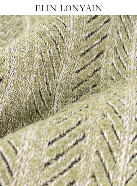 LIN LONIN现代绿色羊毛混纺人字纹靠垫抱枕样板房方枕腰枕