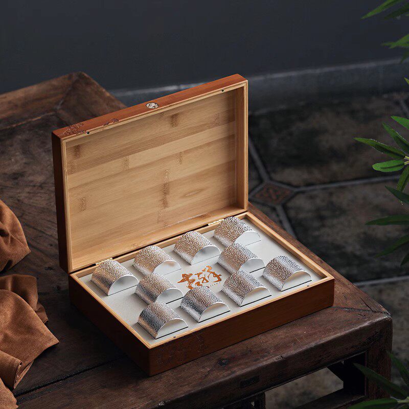 吉祥竹制锡罐小罐茶叶包盒空盒岩茶泡红茶绿茶银针通用